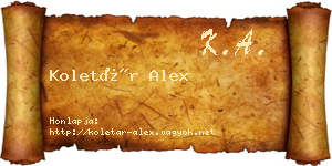 Koletár Alex névjegykártya