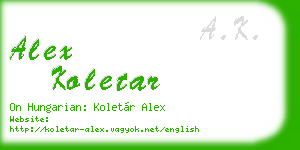 alex koletar business card